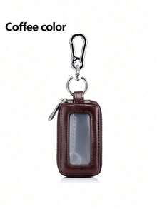 1pc Car Key Holder Zipper Pouch, Personalized Double-Layer Key Organizer Waist Hanging, Large Capacity Leather Zipper Car & Home Key Bag - A - View 15