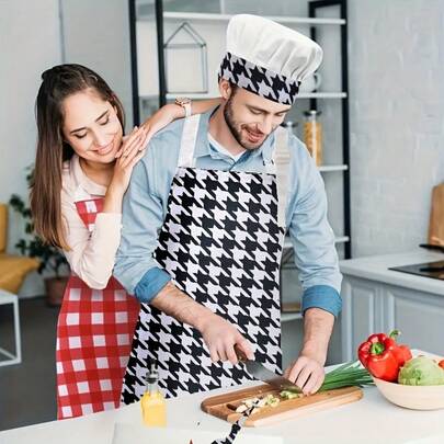 Apron And Hat Set, Unisex Chef Uniform, Suitable For Home Kitchen, Catering, Restaurant, Bakery Workplace