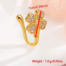 1件欧美时尚四叶草U型鼻夹奢华闪亮创意锆石花朵鼻环 - 四葉草 - 查看 6