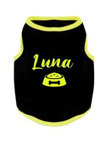 [Customized] Pet Clothes, Cat & Small Dog Vest T-Shirt, Breathable Cute, Heat Transfer Printing Text, Please Provide Text & Numbers To Be Printed! Breathable Summer Pet Apparel Gift (Size Runs Small, Order One Size Up) - Multicolor - View 7