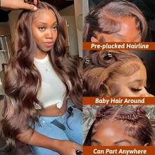 NATAN 4x4 蕾丝前假发，波浪卷发造型，无需胶水，预先修剪和拔毛，适合初学者，34 英寸，180% 密度 - S4 - 查看 9