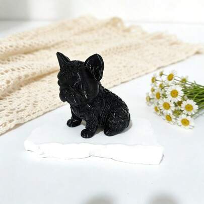1件精美花卉斗牛犬装饰品，专为爱狗人士设计，适合室内外摆放，创意礼品，万圣节、圣诞节、复活节/生日礼物（收藏品）