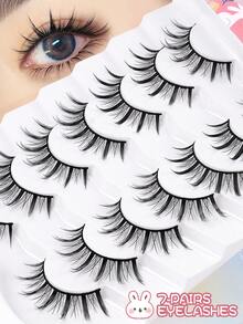 MAANGE 3/10 pares de pestañas magnéticas, aspecto natural, reutilizables, incluye rizador de pestañas y 5 brochas, sin necesidad de pegamento, pestañas de dibujos animados naturales, estilo coreano y japonés, estilos mixtos, fácil de usar y quitar, efecto de maquillaje natural, adecuado para uso diario, fiesta, escenario, banquete, también adecuado como regalo para el Día de la Mujer, San Valentín, festival de música, Navidad, Nochebuena, Acción de Gracias - Negro - Ver 4