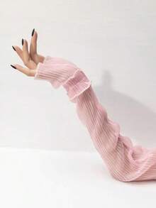 Pleated Arm Sleeves Bow Halloween Accessories Winter Gloves Valentine's Day - 藍色-189 - 查看 3