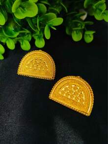 Bộ trang sức gồm 1 dây chuyền và 1 đôi bông tai mặt dây chuyền hình thánh giá bằng vàng, kiểu dáng Trung Đông Dubai, thích hợp làm quà tặng đám cưới, Ngày của Mẹ, Ngày Valentine hoặc quà hẹn hò. - Vàng - Xem 4