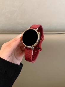 1条18mm/20mm/22mm硅胶表带，兼容三星Galaxy Watch 3/4/5/6 40mm 44mm经典款、43mm 47mm、GT6 GT5 GT4 GT 3/2 46mm，男女通用 - 酒紅色 - 查看 2