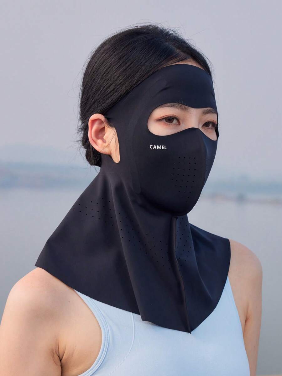 CAMEL CROWN 女士防晒面罩，夏季骑行驾驶防紫外线防尘耳挂式面罩，清凉透气，阻挡紫外线 - 幻影黑 - 查看 1