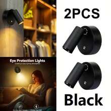 1 buah/2 buah Lampu Malam Putar, Lampu Dinding, Bertenaga USB, Baterai Isi Ulang, Lampu Baca LED Magnetik, Suhu Warna & Kecerahan Dapat Diatur dengan Sentuhan, Cocok untuk Kamar Tidur, Lemari, Ruang Tamu, Meja, Dekorasi Bar, Ulang Tahun, Natal, Hadiah Sempurna - Peredupan tanpa langkah tiga warna - View 12