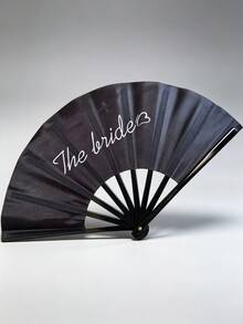 1 pieza Abanico plegable blanco/negro, abanico con estampado "Novia y Dama de Honor" en blanco y negro, 38 cm abierto 135° accesorio de boda para novia y dama de honor de tela y plástico, accesorio perfecto para despedida de soltera, decoración de boda y despedida de soltera - Multicolor - Ver 6