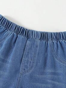 1pc Girls' Casual Loose Ripped Denim Shorts, Fashionable Versatile Outdoor Shorts For Summer - Medium Wash - View 4
