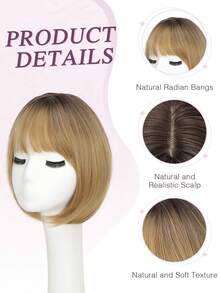 nimoki 360° Seamless Bangs Hair Topper, Elegant Synthetic Hair Piece, Lightweight & Fluffy, Adds Volume, Suitable For Daily Use By Men & Women, Halloween - Multicolor - View 4