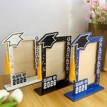 2026 Graduation Party Photo Decoration Frame Ornament, With Hanging Tassels Graduation Happy Photo Decoration Ornament, Suitable For Graduation Party Decoration And Graduation Gifts(Black, Blue, White) - Multicolor - View 8