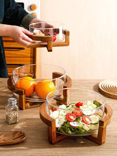 2pcs (1 Tray + 1 Bowl) Glass Fruit Plate, Snack Candy Dish, Salad Bowl, Cake Plate, Food Storage Tray, Suitable For Home, Party, Restaurant, Picnic, Wedding, Celebration, Party