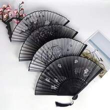 Foldable Fan With Tassel, Hand-Held Fan For Party, Photo Shoot, Cheongsam, Hanfu, Dance Performance Costume Accessory, Photography Prop - Hand Fan - View 3