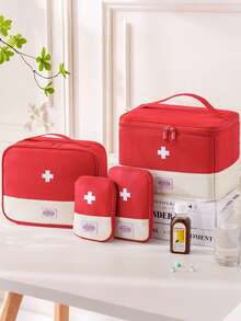 Portable First Aid Kits Organized Compartments For Instant Pill Retrieval Sleek Zip-Around Trauma Kit For Adventure Seekers Hikers Families International Travelers Students Moisture-Proof Canvas Medicine Bag Ideal For Keeping Medication During Outdoor Trips Pill Box Organizer Travel Bags Travel Must Haves Cruise Vacation Beach Camping Essential Accessories - Multicolor - View 11
