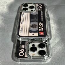 1 chiếc ốp lưng điện thoại mạ điện trong suốt, họa tiết băng cassette nhạc biển, chống sốc, chống bám vân tay, bảo vệ ống kính, tương thích với iPhone 11/12/13/14/15/16/17 Pro Max/Plus 7/8/XR/Air - Nhiều màu - Xem 2