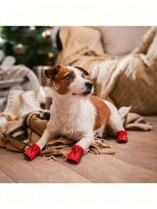 4双小型犬防水鞋套，速干低吸水性，保护爪子，圣诞礼物 - 彩色 - 查看 11
