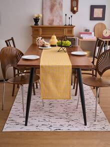 1pc Yellow Plaid Woven Table Runner, American Farmhouse Style Minimalist, Suitable For Holidays, Gatherings, Birthdays, Weddings, Dining Room, Living Room, Coffee Table, Home Decor, All Seasons - Yellow - View 3