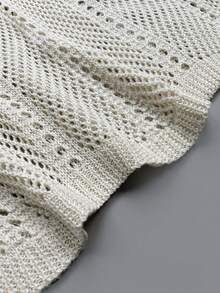 女士夏季精致镂空性感透视沙滩度假法式无袖罩衫迷你连衣裙 - 乳白 - 查看 9