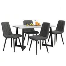 Dining Set (117x68 Cm Dining Table With 4 Chairs), Rectangular Dining Table, Modern Kitchen Table Set, Dining Chair In Dark Grey Linen Twill Fabric, Black Table Legs - Grey - View 1