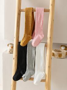 Bộ 3 chiếc quần legging dệt kim gân cho bé gái, quần bó sát mềm mại, co giãn, thích hợp cho mùa xuân, hè, thu và đông. - Nhiều màu - Xem 3