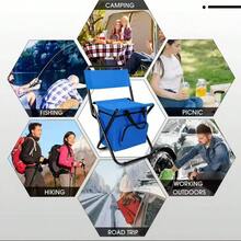 Portable Folding Moon Chair With Backrest, Lightweight Outdoor Folding Chair With Cooler Bag, Camping Chair, Beach Fishing Chair - Multicolor - View 3