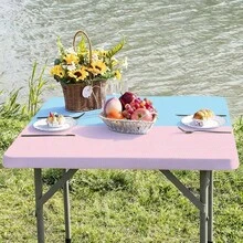 1件装撞色条纹弹力桌布，防水防油易擦拭，适用于户外花园、野餐、露营、婚礼、生日派对、居家、厨房、餐厅、室内/室外等场合。 - E - 查看 14