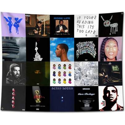 1Pc Drake Discography Wall Flag Tapestry Rap Music Poster Art , High Quality Decor Tapestry, Artwork For Living Room, Bedroom, Office, Home Decor,Room Decor, Wall Decor, Wall Tapestry, Polyester, No Holes, Housewarming Gift,Multiple Size 40*30in-90*60in