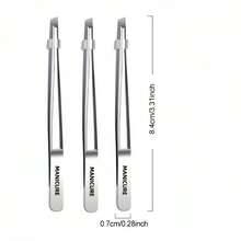 3件套不锈钢可调节单孔眉镊，经久耐用，适用于修眉和修睫毛，男女通用美容工具套装 - 銀色 - 查看 8