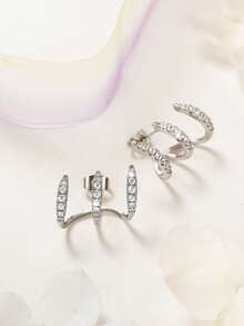 1 Pair Kids Cubic Zirconia Stud Earrings, Suitable For Girls Daily Wear Gift - Silver - View 8