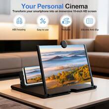 Kính lúp màn hình điện thoại di động, màn hình chiếu 3D siêu rõ nét cho máy tính để bàn, có chân đế điều chỉnh được, kích thước lớn, bảo vệ mắt. - Một kích cỡ phù hợp cho tất cả - Xem 3