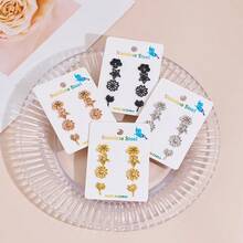 Thiết kế bằng thép không gỉ với họa tiết hoa lãng mạn, trang sức hoa may mắn đơn giản, thích hợp cho các bữa tiệc và hẹn hò. - 2ZH011 - Xem 5