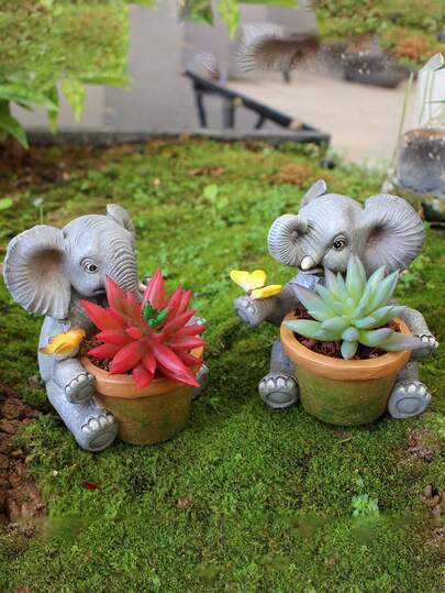 1 chậu trồng cây hình voi trang trí, chậu trồng cây mọng nước ngoài trời, tác phẩm điêu khắc nghệ thuật sân vườn, chậu hoa hình voi 3D sáng tạo bằng nhựa, trang trí sân hiên ban công, chậu trồng cây xanh trong nhà và ngoài trời, đồ trang trí sân vườn, vật trang trí nhà cửa hình động vật dễ thương
