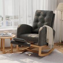 Dark Gray Linen With Footrest