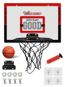 1pc Adjustable Indoor/Outdoor Hanging Basketball Hoop, Portable Backboard Basketball Toy Suitable For Kids Boys Girls 3+ Years Old, Random Color & Design - Multicolor - View 7