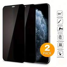 2片装手机隐私屏幕保护膜，钢化玻璃材质，兼容苹果17/16/15/14/13/12/11/7/8/Plus/Pro/Pro Max/Mini/17e/16e，高清防刮，9H硬度 - 黑色 - 查看 16