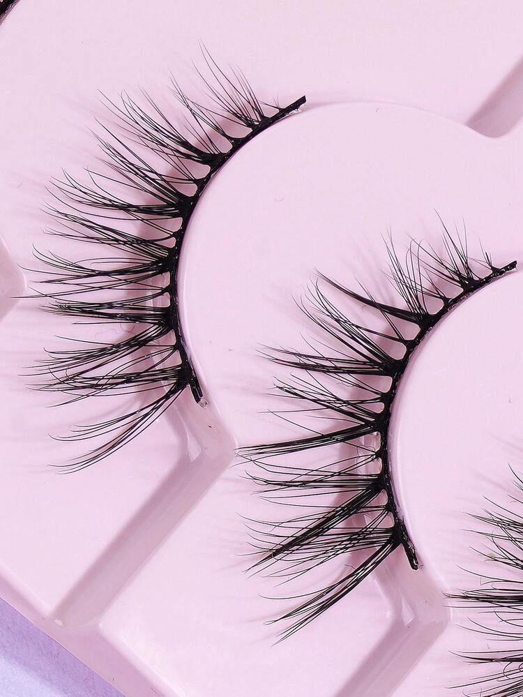 20对猫眼假睫毛，纤长柔软3D仿貂毛睫毛，卡通风格可重复使用，猫眼仿貂毛睫毛性感美睫，3D仿貂毛睫毛柔软自然妆容睫毛 - 黑色 - 查看 10