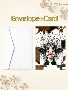 1PC Funny Cow Birthday Greeting Card With Envelope, Cute Holy Cow It's Your Birthday Card For Men Women, Envelope+Letter 1 Set, High-Quality Paper Greeting Card, Retro Kraft Paper Self Adhesive Envelope Handwritten Blank Card, Humorous Animal Birthday Note Card For Friends Family Partners, Unique Birthday Gift Card For Birthday Party, Celebration, Gifting, Missing - A - View 9