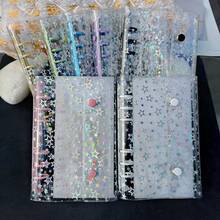 A6 Portable Shiny Star Transparent Binder, Transparent Binder Sticker Book, Sticker Book, Transparent Refill Paper, Stamp Book, Candy Sticker Storage Box, Sealed Photo Storage Bag, Photo Album, Budget Planner, Diary, Notebook, Office Supplies - A6 Stars - View 1