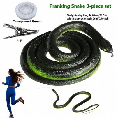 户外恶作剧天花板！逼真的蛇形装饰 + 实用配件 = 无限恶作剧可能！无论是绑在登山杖、钓鱼竿上，夹在朋友的衣服上，还是藏在野餐篮里，它都能制造出自然又搞笑的“偶遇”，让聚会充满尖叫和欢笑！
