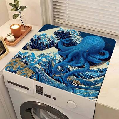 1 pieza Felpudo de secado para platos y tazas con estampado de animales del mundo marino, súper absorbente que oculta las manchas, con respaldo de goma de uso múltiple para la cocina y el hogar, adecuado para máquina de café, escurridor de platos, secado rápido, felpudo para encimera de cocina, cafetera, apto para lavadora, máquina de espresso