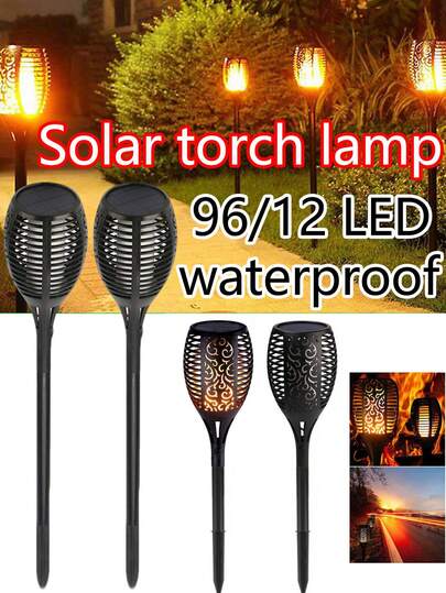 4/2/1pc Outdoor Solar Simulation Flame Lamp, Long-Lasting Power Supply, LED Light Beads, Hollow Lamp Cover, Waterproof, Multi-Level Adjustment. It Is Suitable For Garden Paths, Villa Courtyards, Festival Decorations, And Lighting Fixtures For House Arrangements.