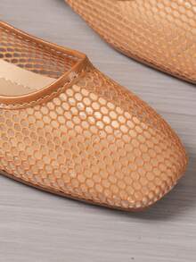 Giày lười lưới rỗng cho nữ, giày búp bê thời trang, thoải mái, nhẹ nhàng, phù hợp cho việc đi lại hàng ngày, giày lười thoáng khí mùa hè. - màu vàng đất - Xem 7