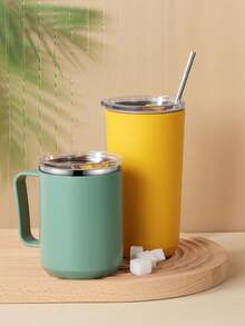 1 cốc cà phê giữ nhiệt có tay cầm, cốc cà phê du lịch có nắp, cốc cà phê chân không hai lớp (màu hồng) - Nhiều màu - Xem 7