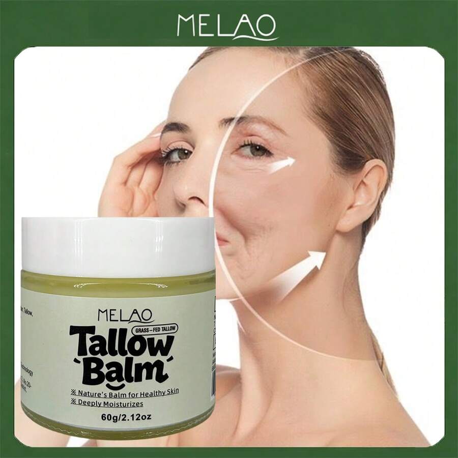 Sáp dưỡng da từ mỡ bò ăn cỏ tự nhiên 100%, Sáp dưỡng da MELAO 100% nguyên chất, Nuôi dưỡng và làm khỏe da tự nhiên, Dưỡng ẩm sâu, Phù hợp cho da khô và nhạy cảm, Kem dưỡng da không mùi, 60g/2.12oz - mỡ động vật - Xem 1