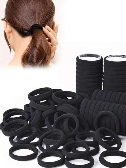 Solid Color Hair Ties, High Elastic Hair Rubber Bands, Hair Accessories For Women & Girls, Minimalist Ponytail Holders Suitable For Thick Hair