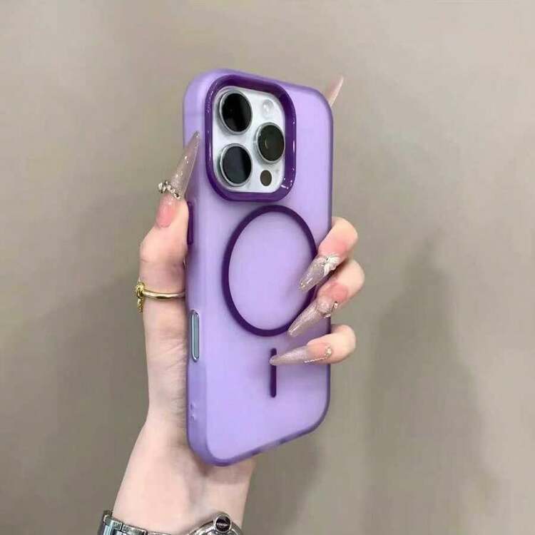 Luxury Magnetic Basic Purple Semi-Transparent Wireless Charging Phone Case Compatible With IPhone 17 17 Pro 17 Air 17 Pro Max 16 15 14 13 12 11 Pro Max 16 Plus Provides Clear Protection And Shock-Absorbing Frame Design Spring Gift - 粉色 - 查看 5
