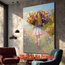 2D Plano, [JIT]1 unidad, Pinturas en Lienzo 2D Plano sin Marco, Póster y Lámina de Una Chica en un Campo con Flores, Sala de Estar, Oficina, Biblioteca, Dormitorio, Escuela, Café, Arte Abstracto, Decoración del Hogar, Regalo Perfecto de Cumpleaños, Festividad, Festival de Verano, Asunción de María - Sin marco - Ver 2