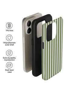 Striped 1pc Minimalist Artistic Colorful Striped Pattern Glossy 2-In-1 Phile Shell Full Coverage Hard Phone Case Suitable For Samsung/ 11/12/13/14/15/16/17 Pro Max - Multicolor - View 5