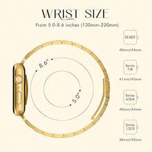 1pc Compatible With Apple Watch Band, Adjustable Stainless Steel Strap, Suitable For Watch Ultra 3 2 1 SE S10 S9 S8 S7 S6 S5 S4 S3 S2 S1 Series, Fashionable Unisex Replacement Smartwatch Watch Strap, 38mm 40mm 41mm 42mm 44mm 45mm 49mm 46mm (Watch Not Included) - Gold - View 6